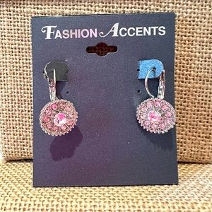 NWT Fashion Accents Earrings silver tone / clear crystal rhinestones